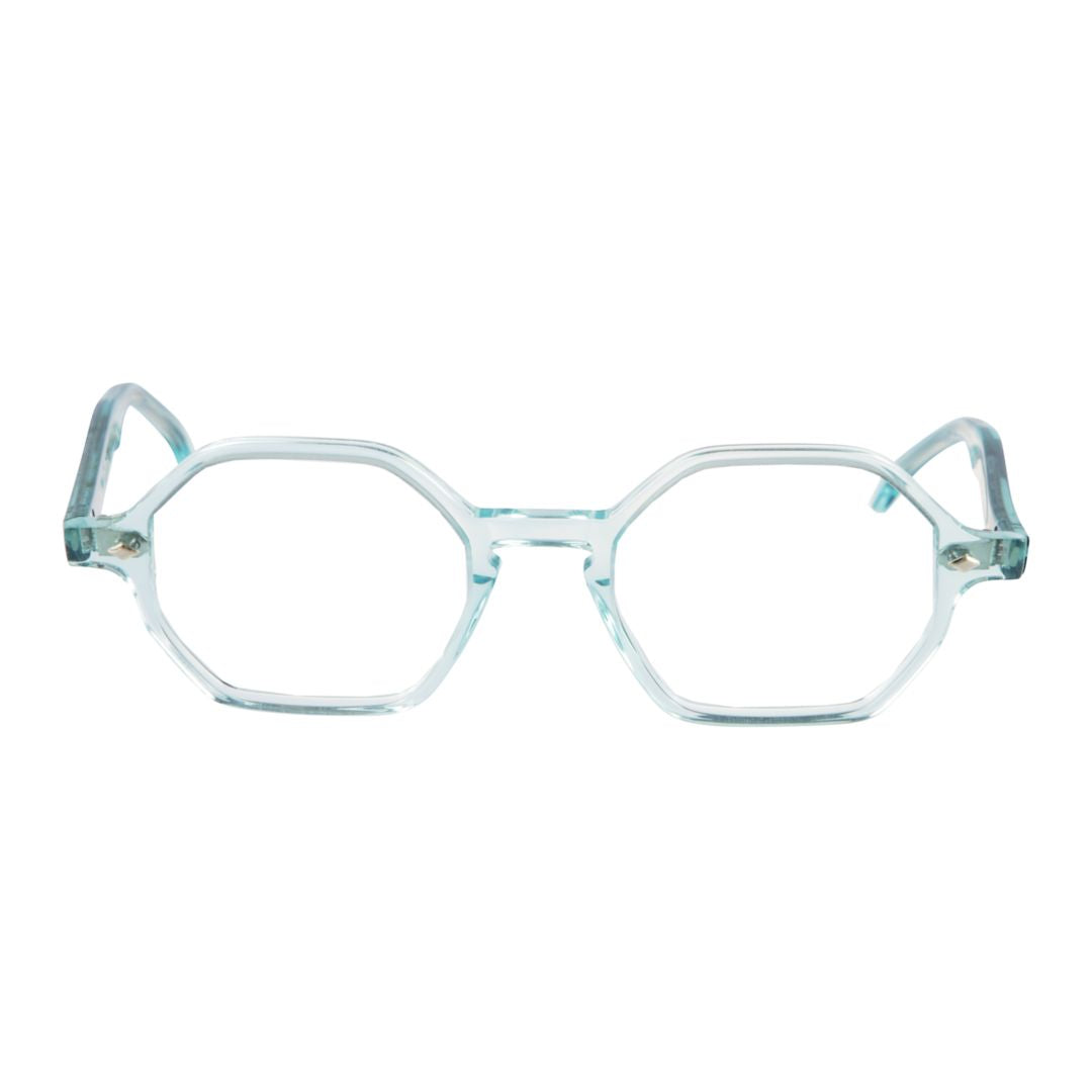 Octagon Translucent Light Blue Octagonal Eyeglasses