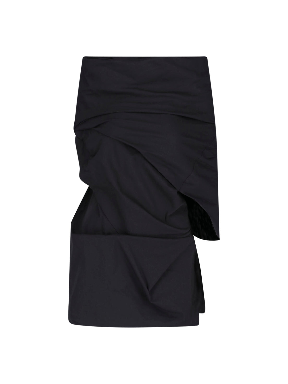 Black Asymmetrical Draped Sculptural Top