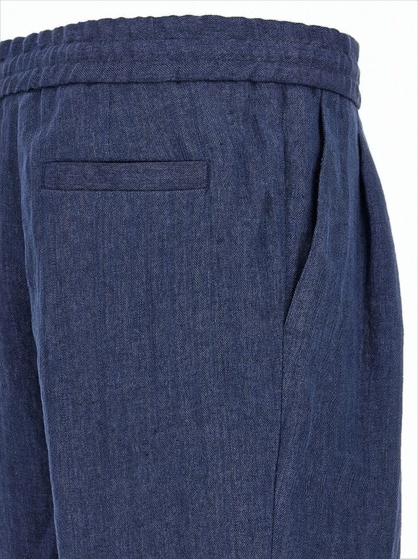 Textured Linen Shorts with Drawstring Waistband