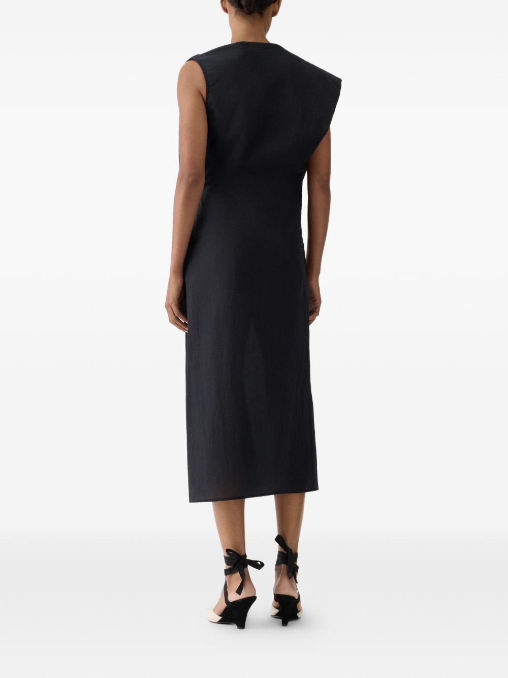 Asymmetrical Draped Midi Dress