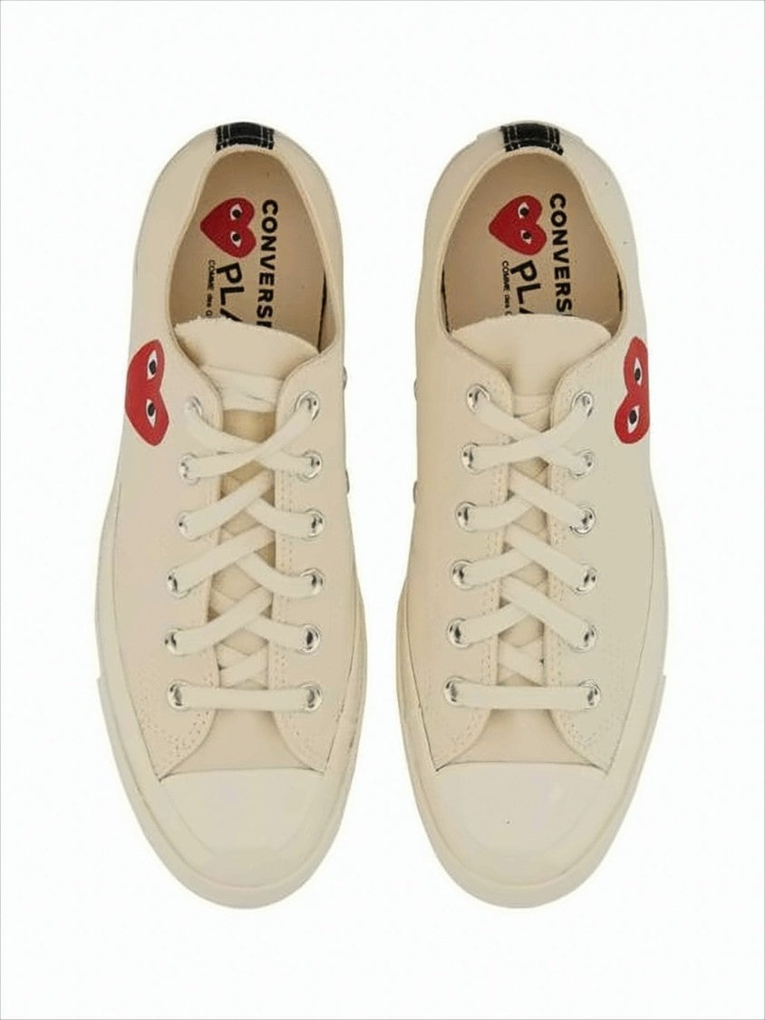 Cotton Canvas Low-Top Sneakers with Iconic Heart Graphic