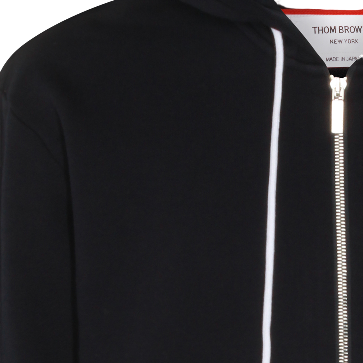 Black Zip-Up Hoodie with Contrast Detailing