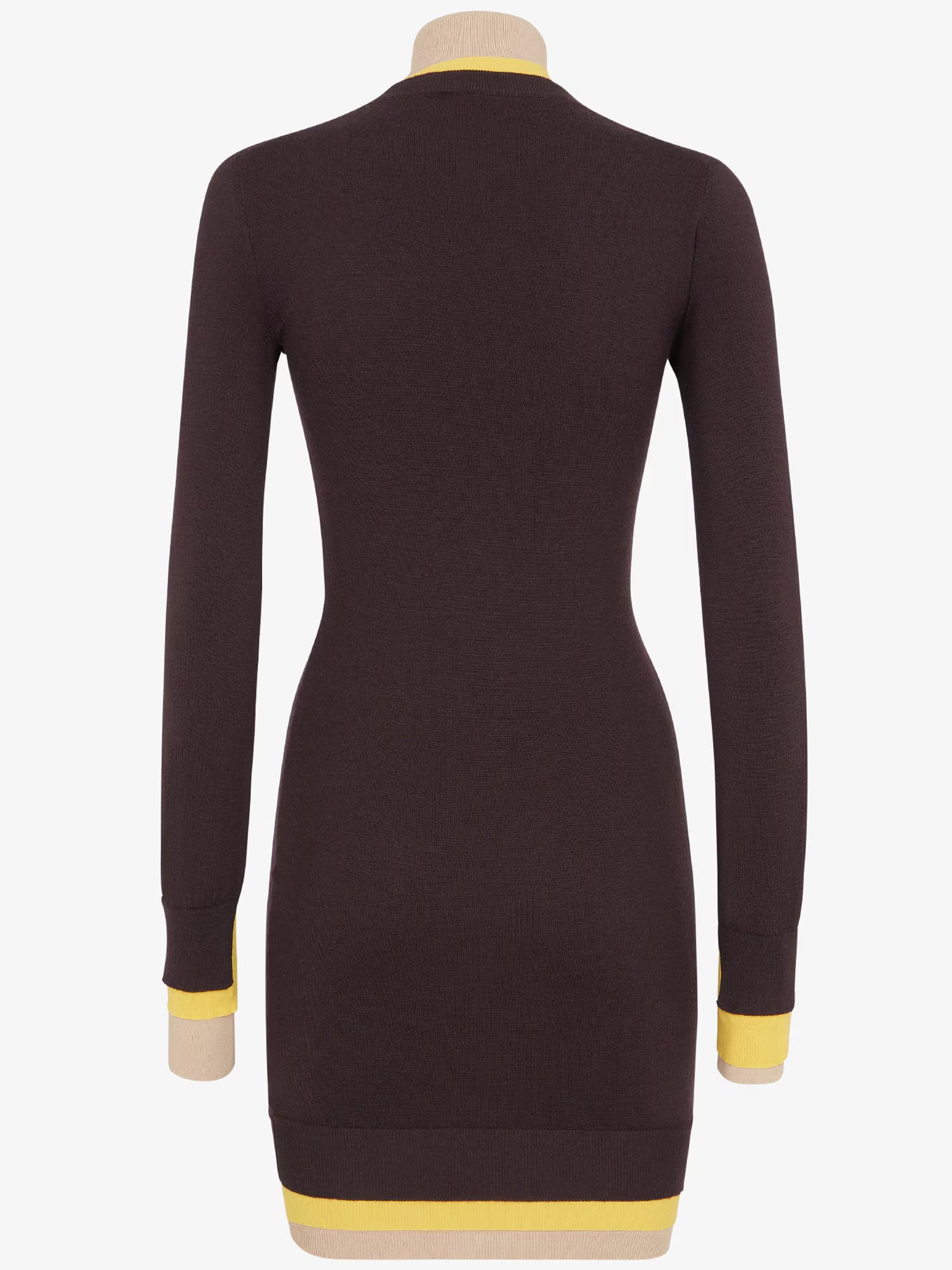 Dark Purple Wool Trompe-l'œil Ribbed Dress