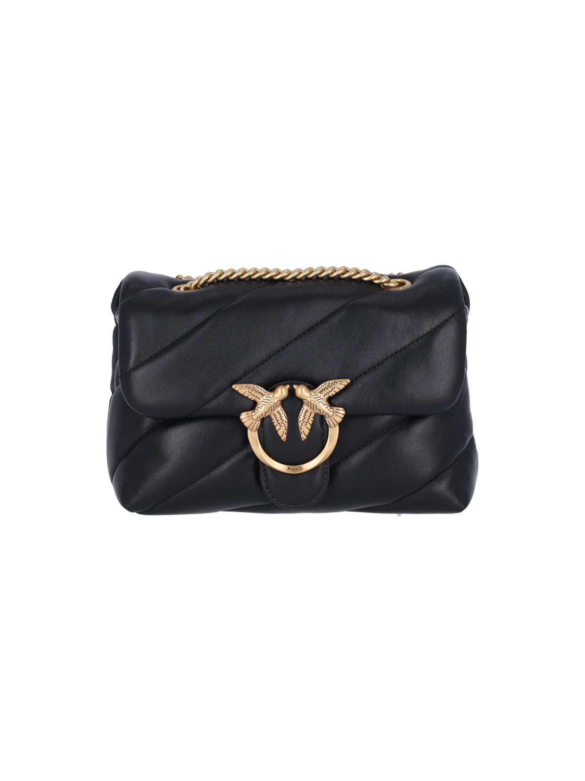 Mini Shoulder Bag With Diagonal Quilting And Chain Strap