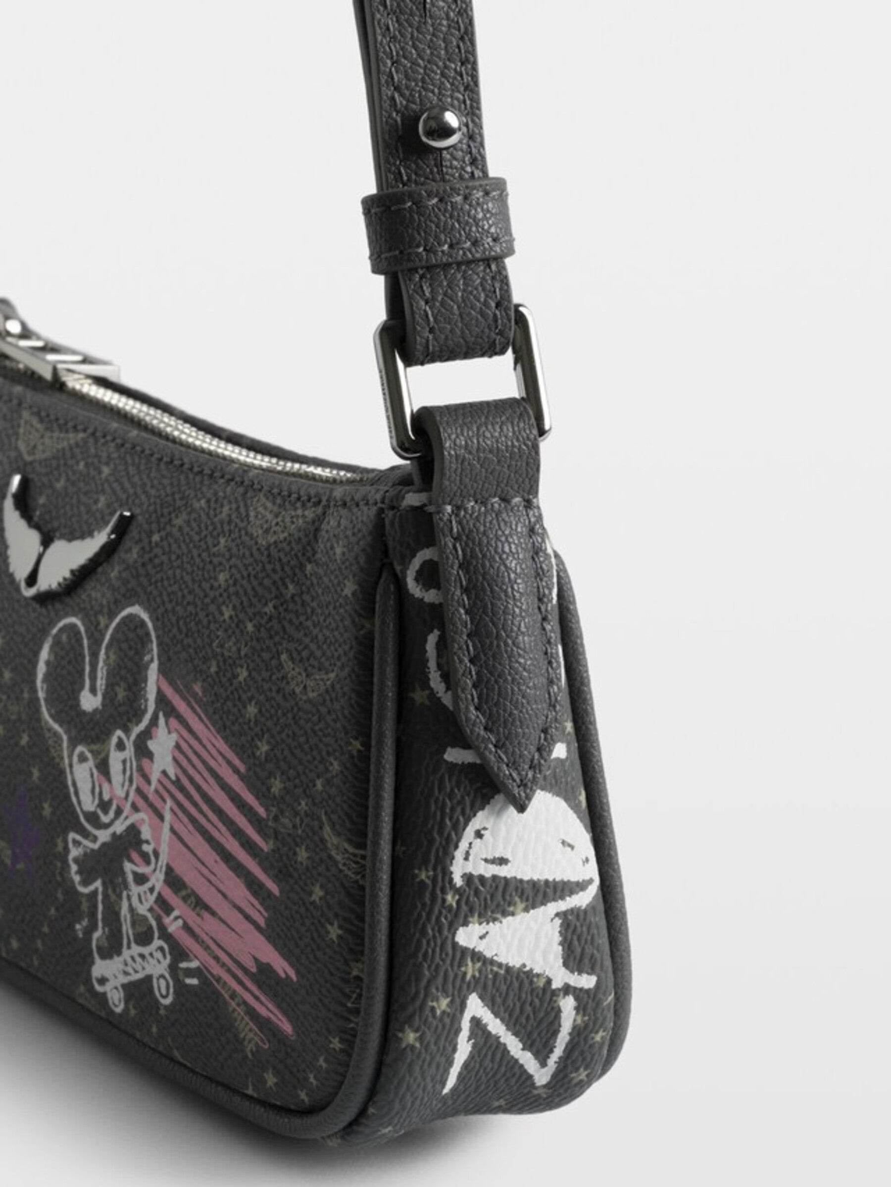 Small Rectangular Shoulder Bag with Playful Illustrations