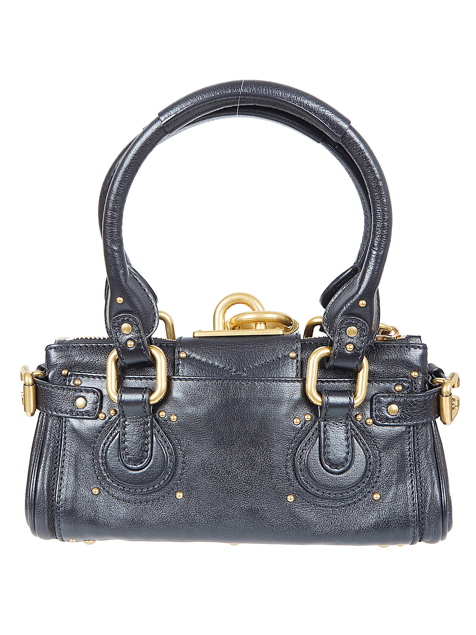 Cylindrical Structured Handbag in Smooth Leather with Gold-Tone Hardware