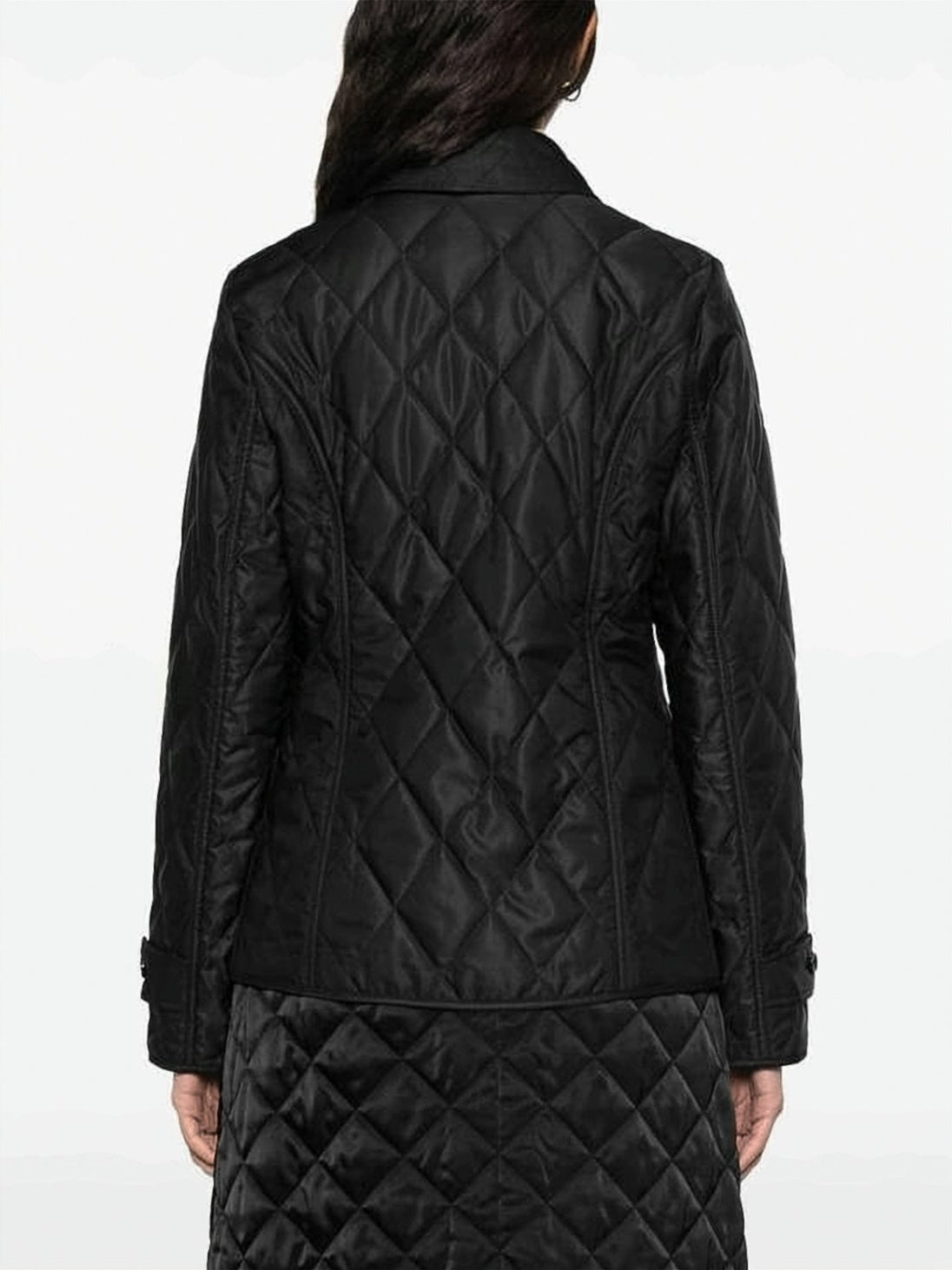 Quilted Casual Jacket with Classic Collar and Adjustable Straps