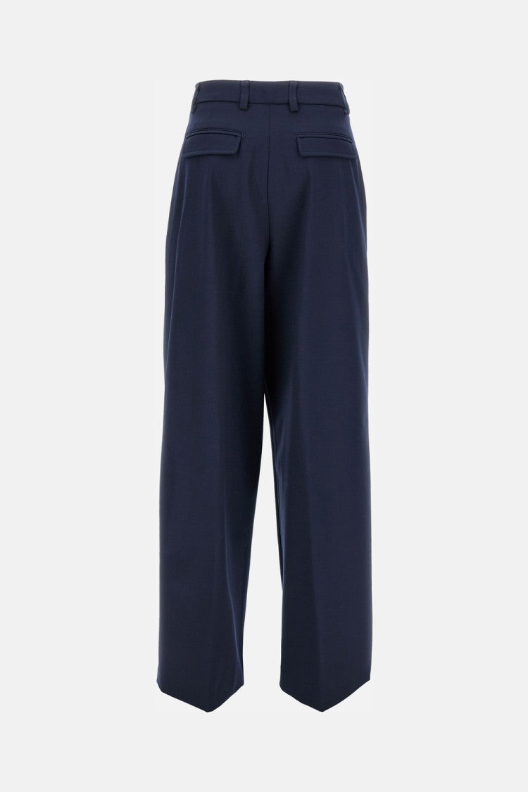 High-Waisted Blue Trousers With Tailored Fit