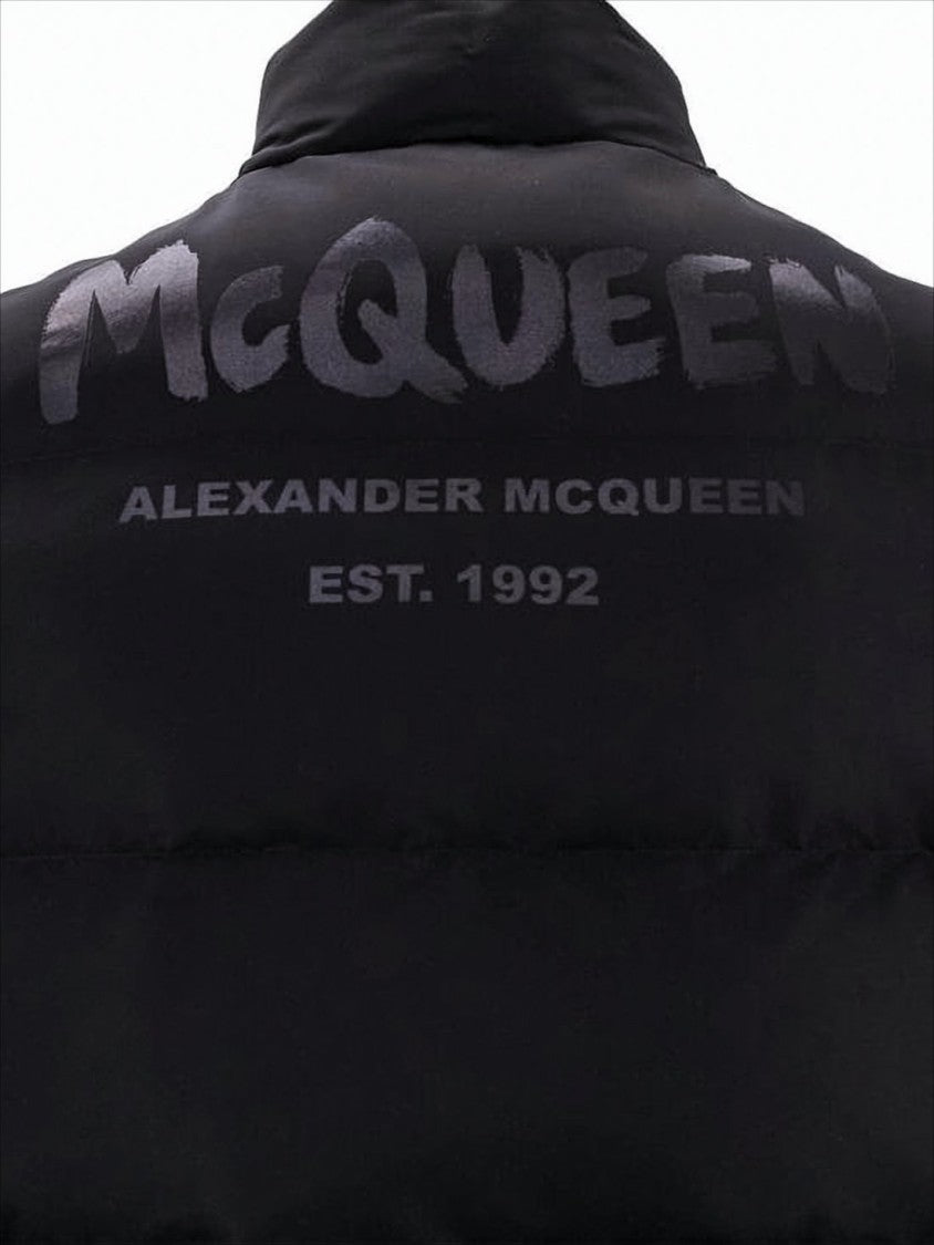 Padded Black Vest with High Collar