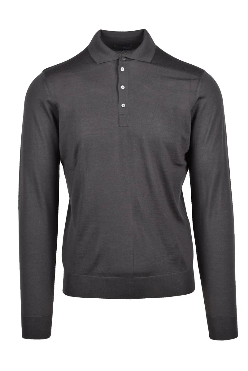 Merino Wool Knit Polo - Stone