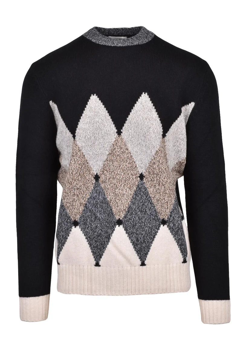 Crew Neck Pullover - Beige/Black