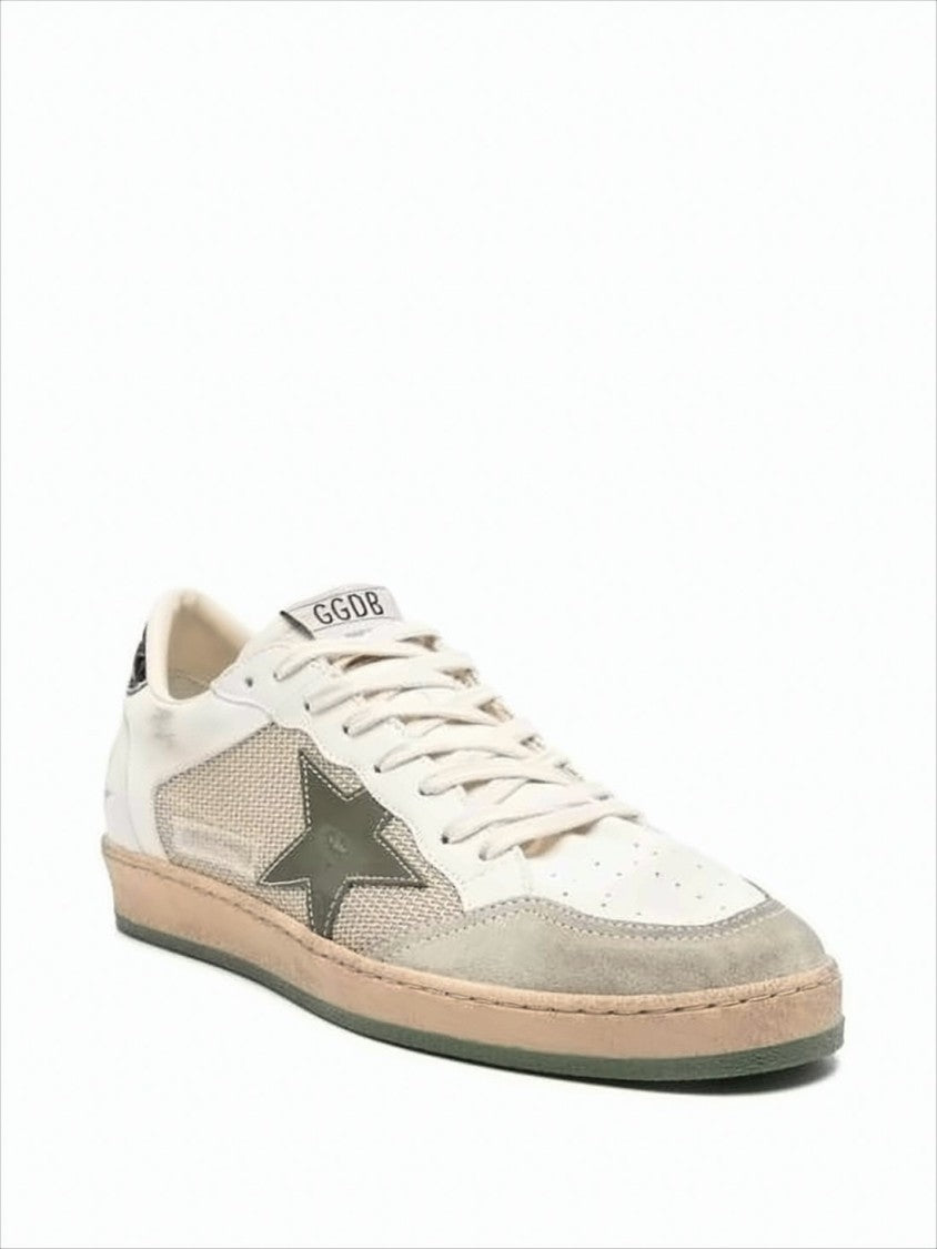 Low-Top Sneakers with Beige Suede Overlays
