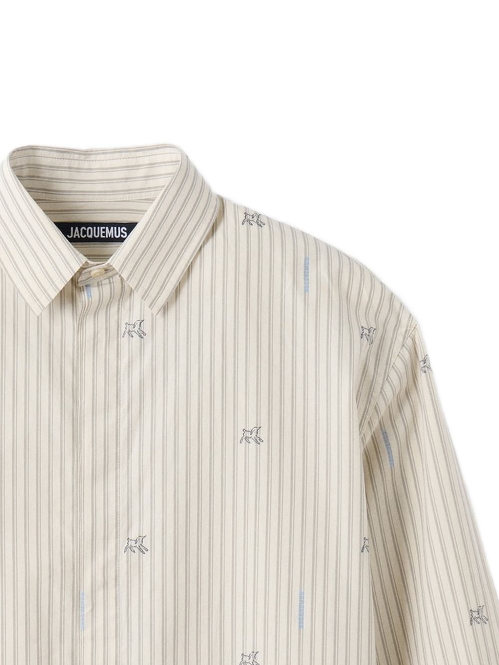 Beige Striped Long-Sleeve Shirt