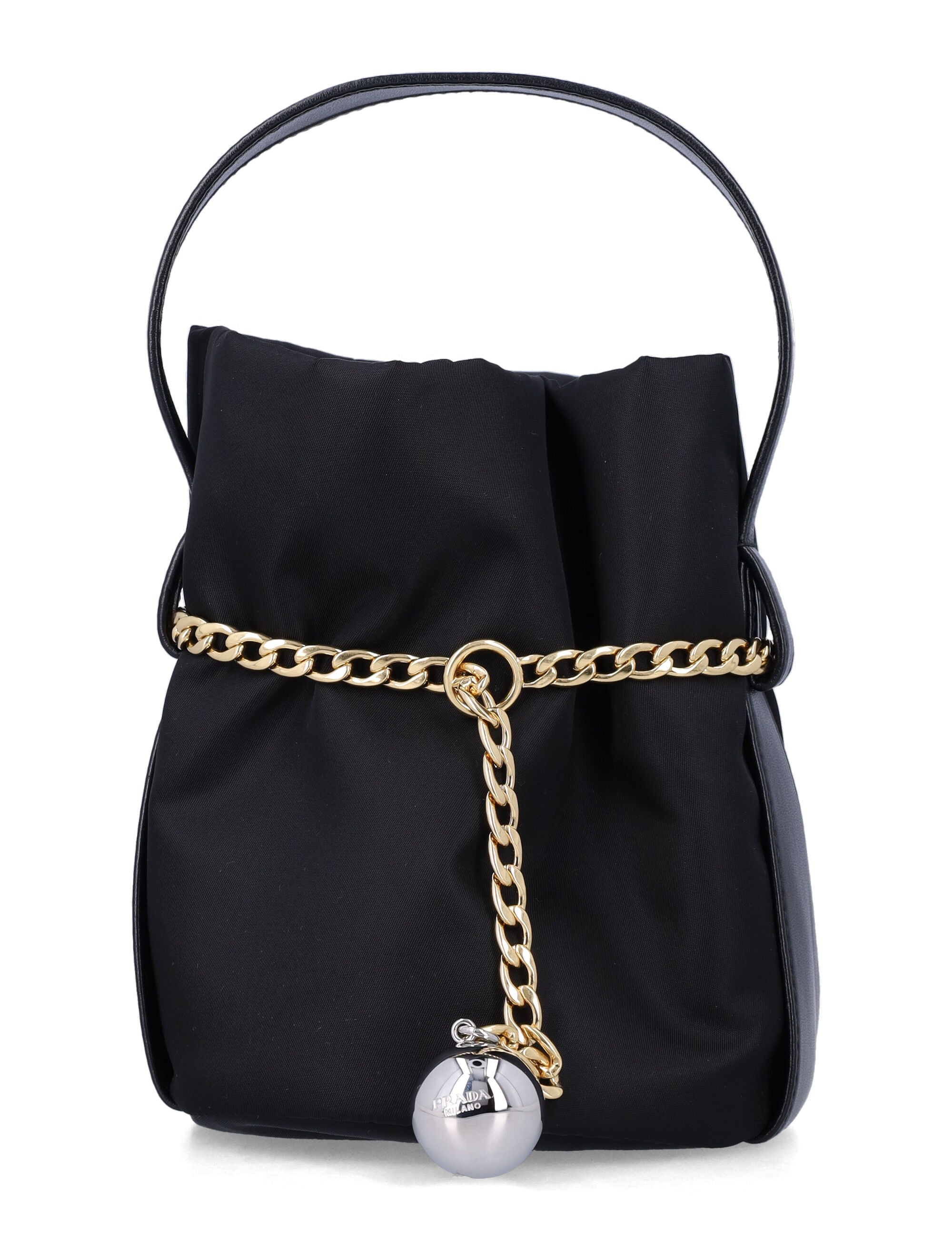 Re-Nylon Petit Sac with Gold Chain and Nappa Leather Accents