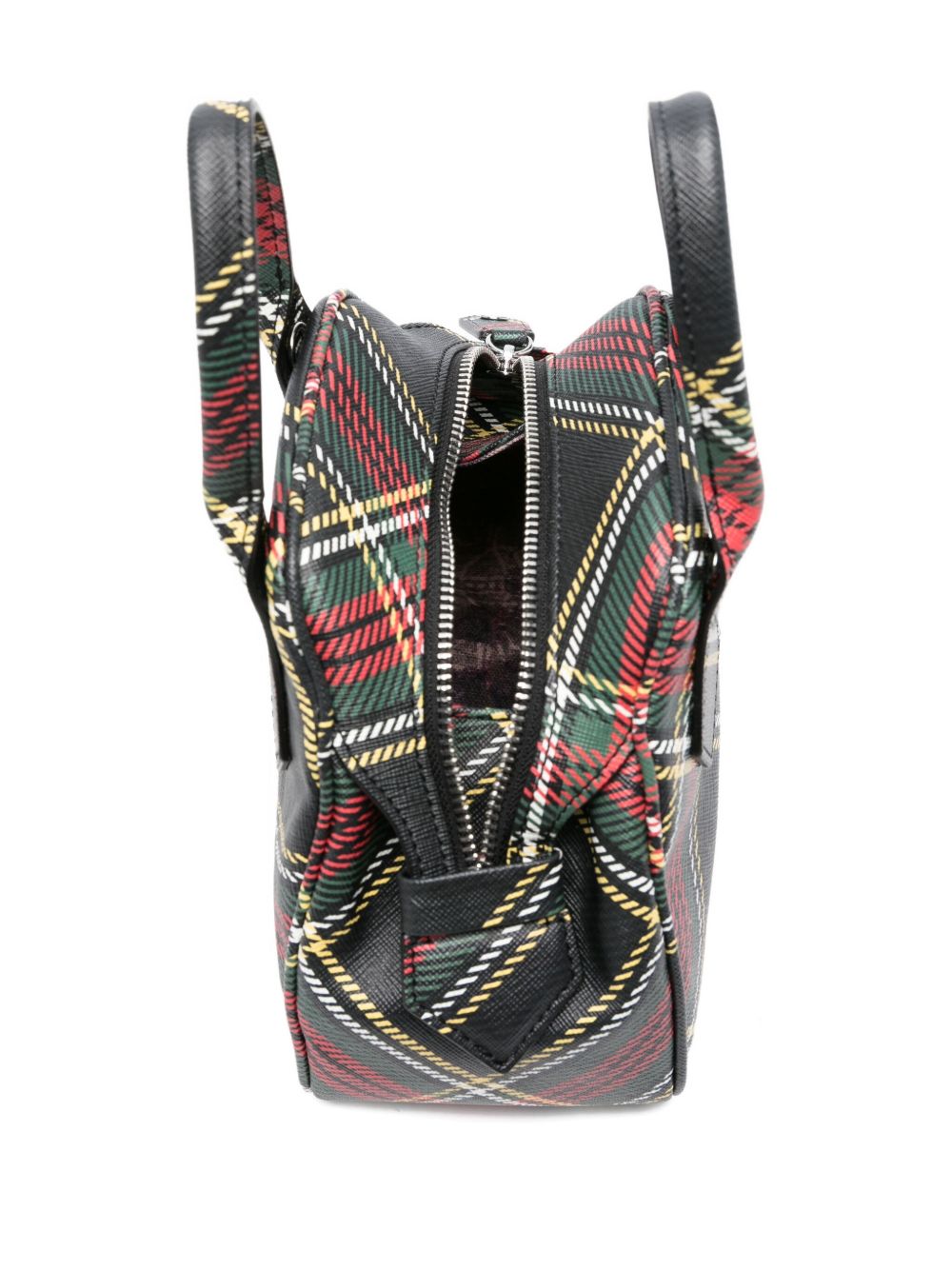 Structured Handbag with Tartan Check Pattern