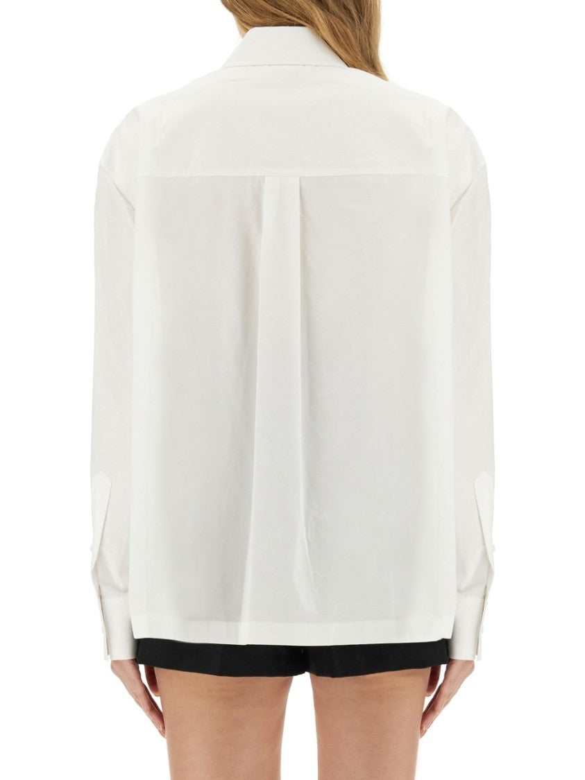 Cotton Shirt With Classic Collar And Minimalist Logo