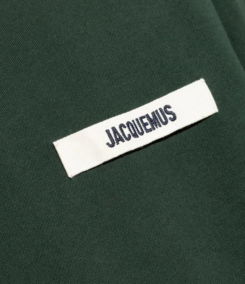 Deep Green Long-Sleeve Crewneck Shirt With Rectangular Logo Patch