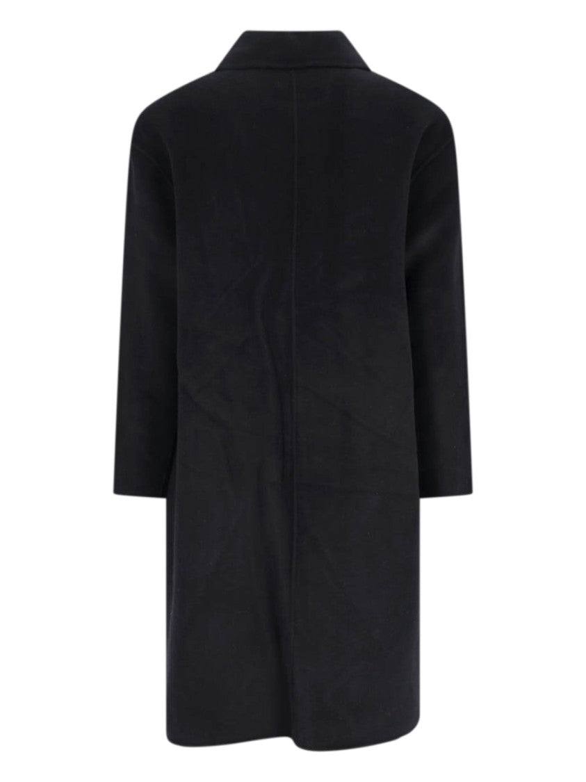 Single-Breasted Wool Coat – Black