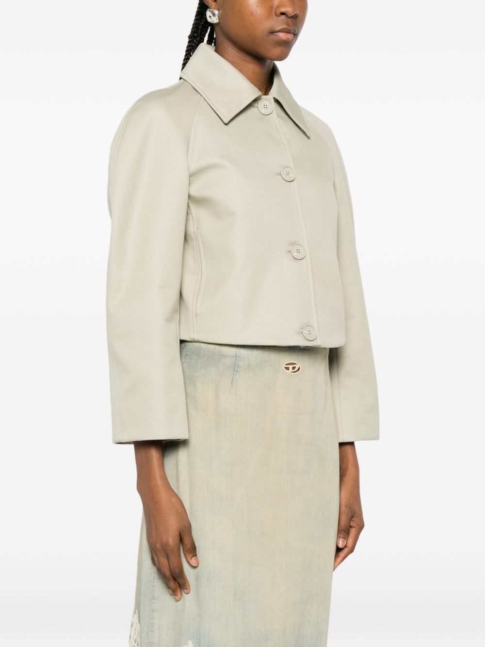 Cropped Boxy Jacket With Pointed Collar