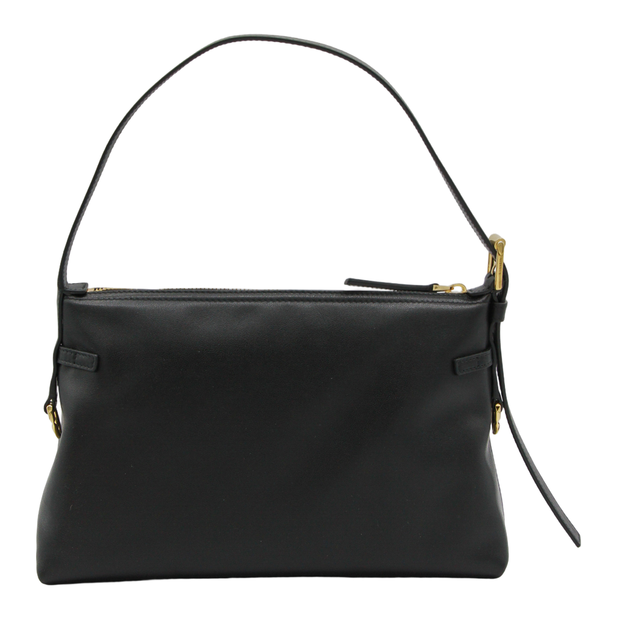 Structured Black Handbag with Gold-tone Accents