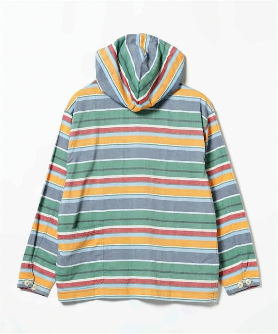 Striped Hooded Shirt with Button-Up Front and Chest Pocket