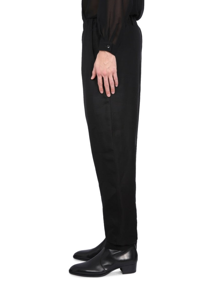 High-Waist Black Pants With Elastic Waistband