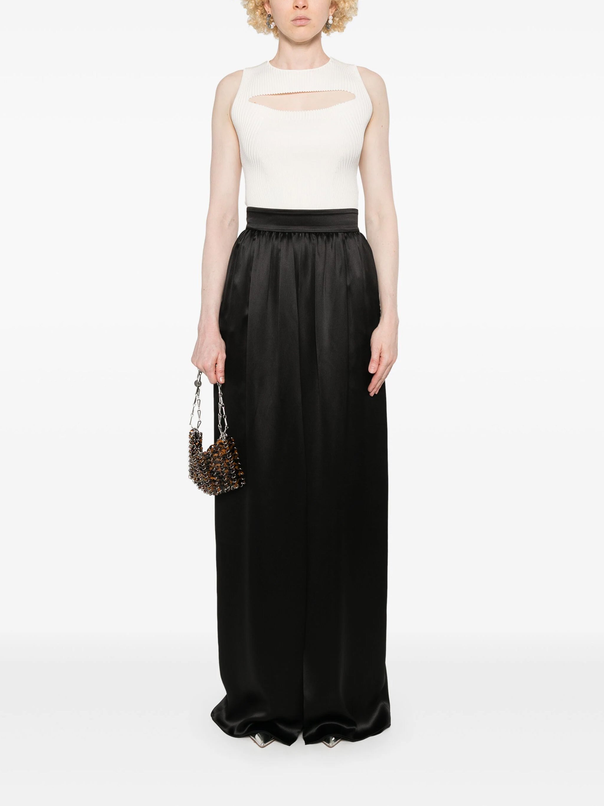 Maxi Skirt in Smooth Viscose with Gathered Waistband