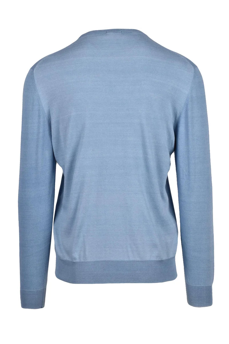 Cotton Crew Neck Sweater - Light Blue