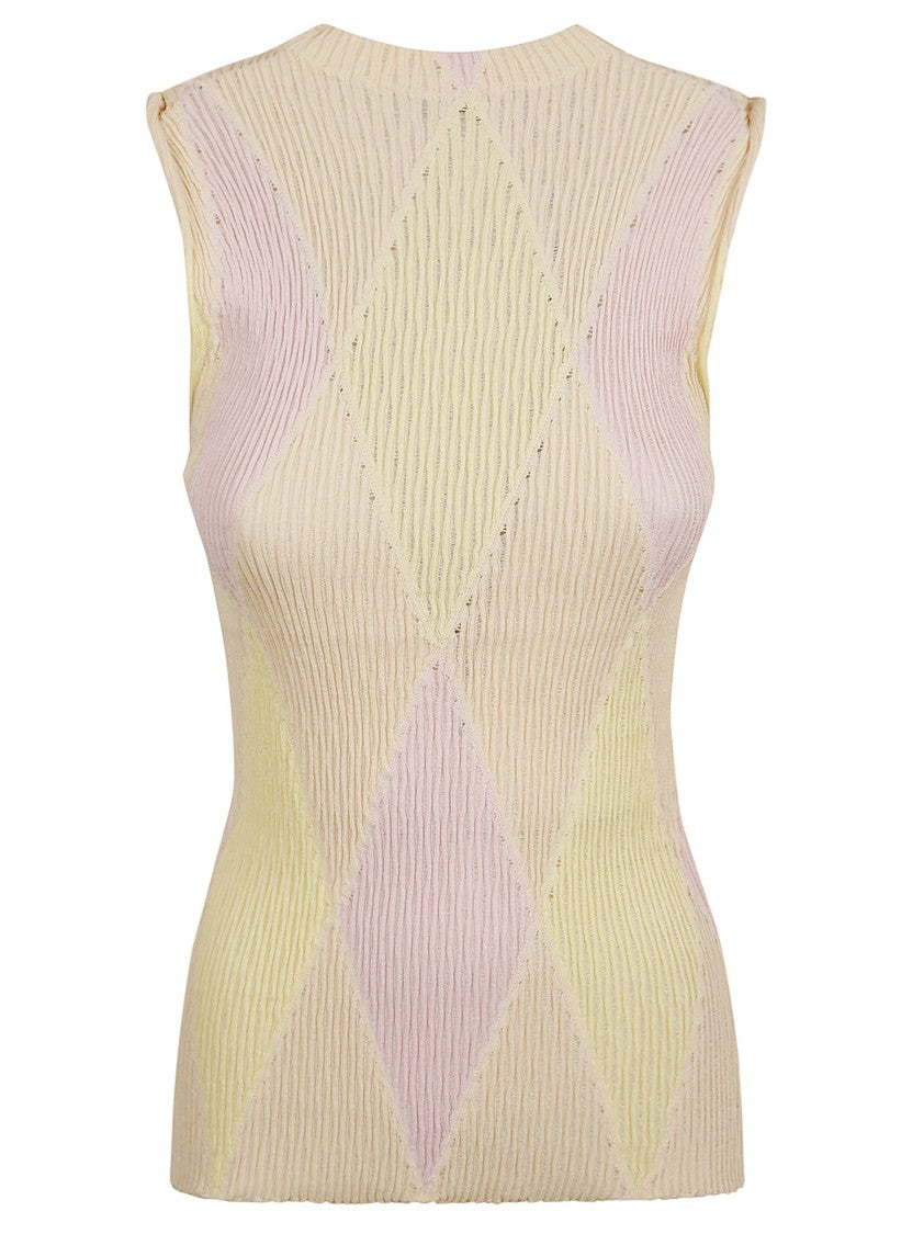 Sleeveless Textured Top With Diamond Pattern