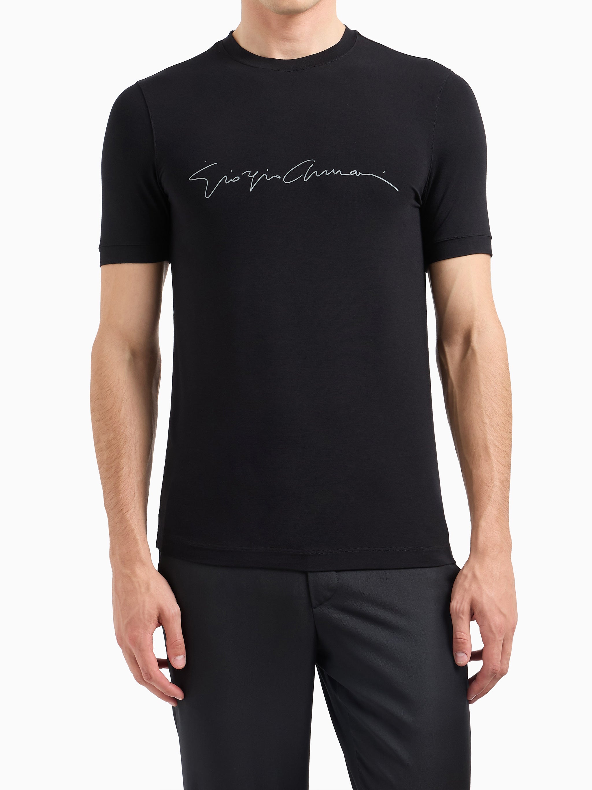 Black Slim Fit Script Logo T-Shirt