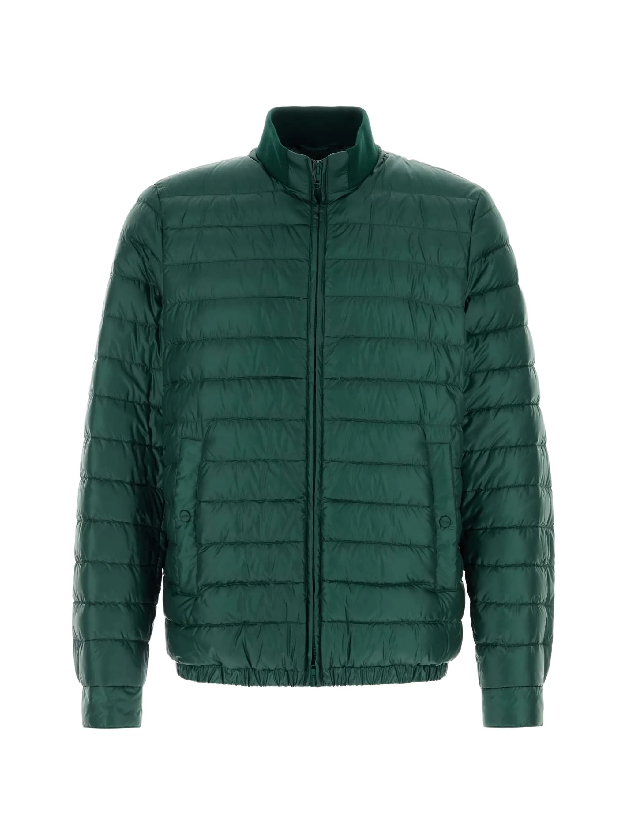 Green Piumino Quilted Ribbed Knit Jacket