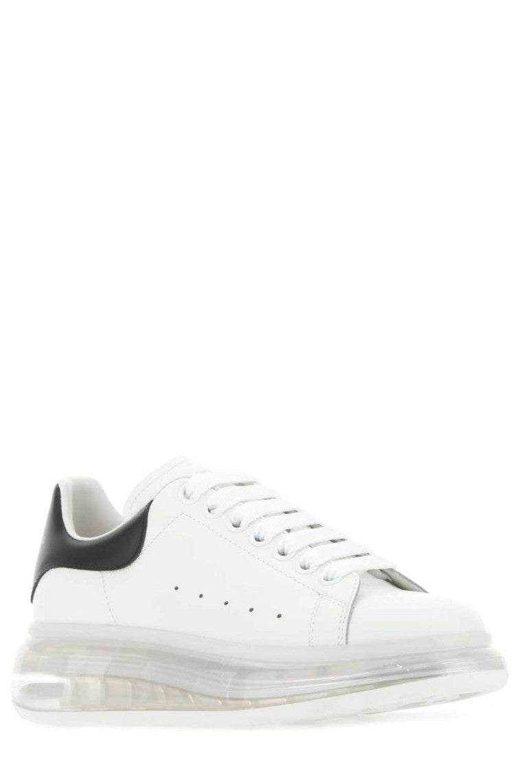 White Leather Sneakers With Transparent Sole