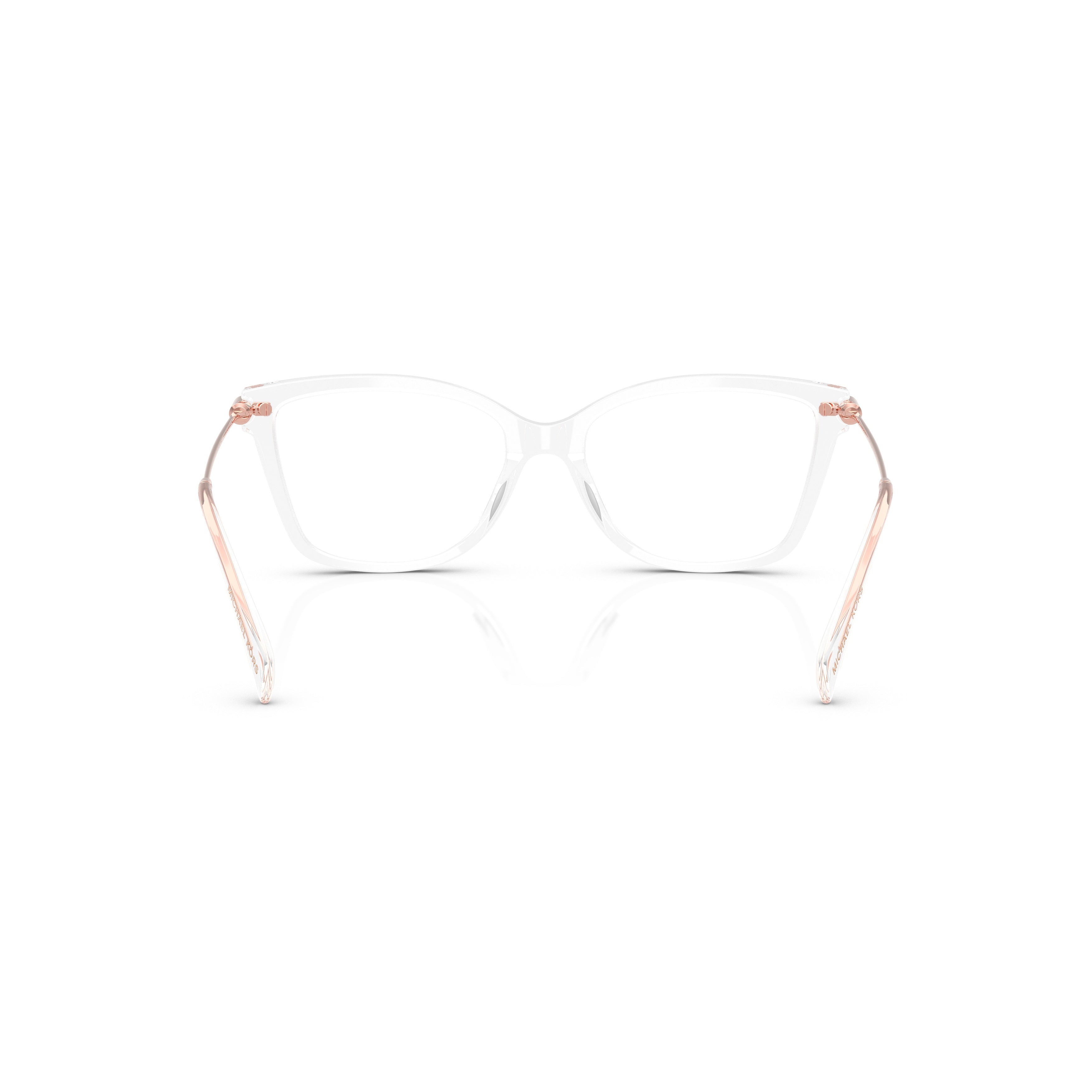 0mk4150u Transparent Acetate Cat-Eye Eyeglasses with Rose Gold Temples