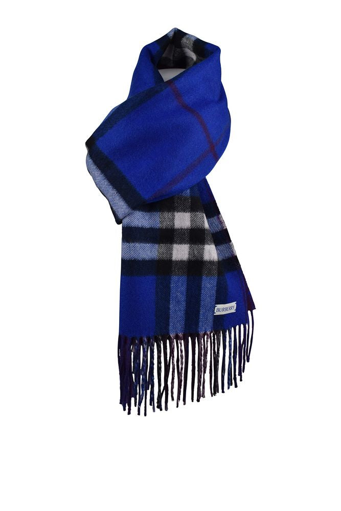Reversible Plaid Cashmere Scarf With Fringed Ends