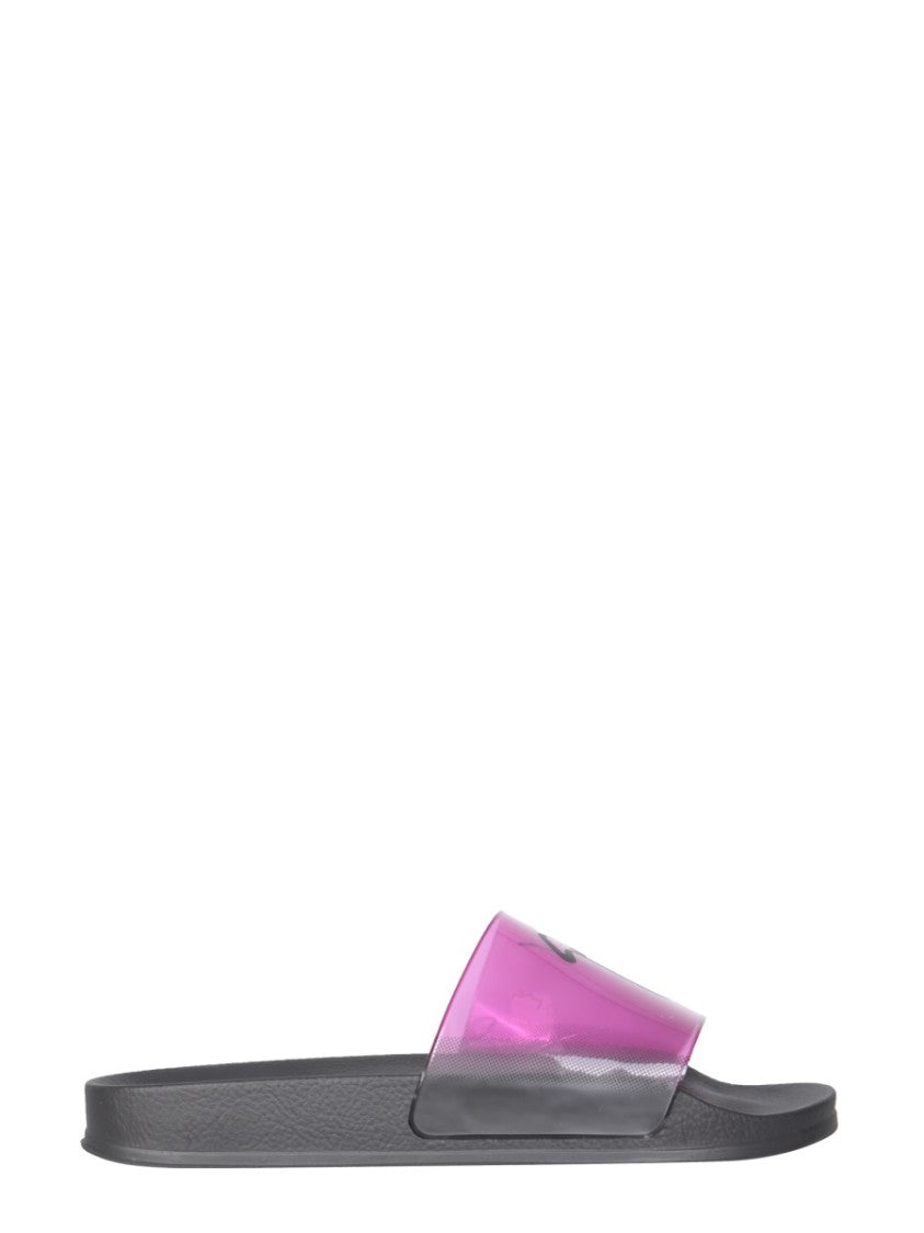 Transparent Purple Polyvinyl Chloride Slide Sandals