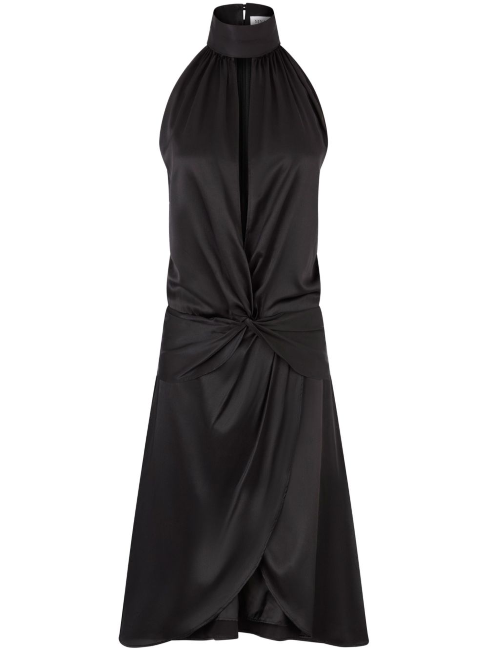 Knee-Length Satin Halterneck Dress
