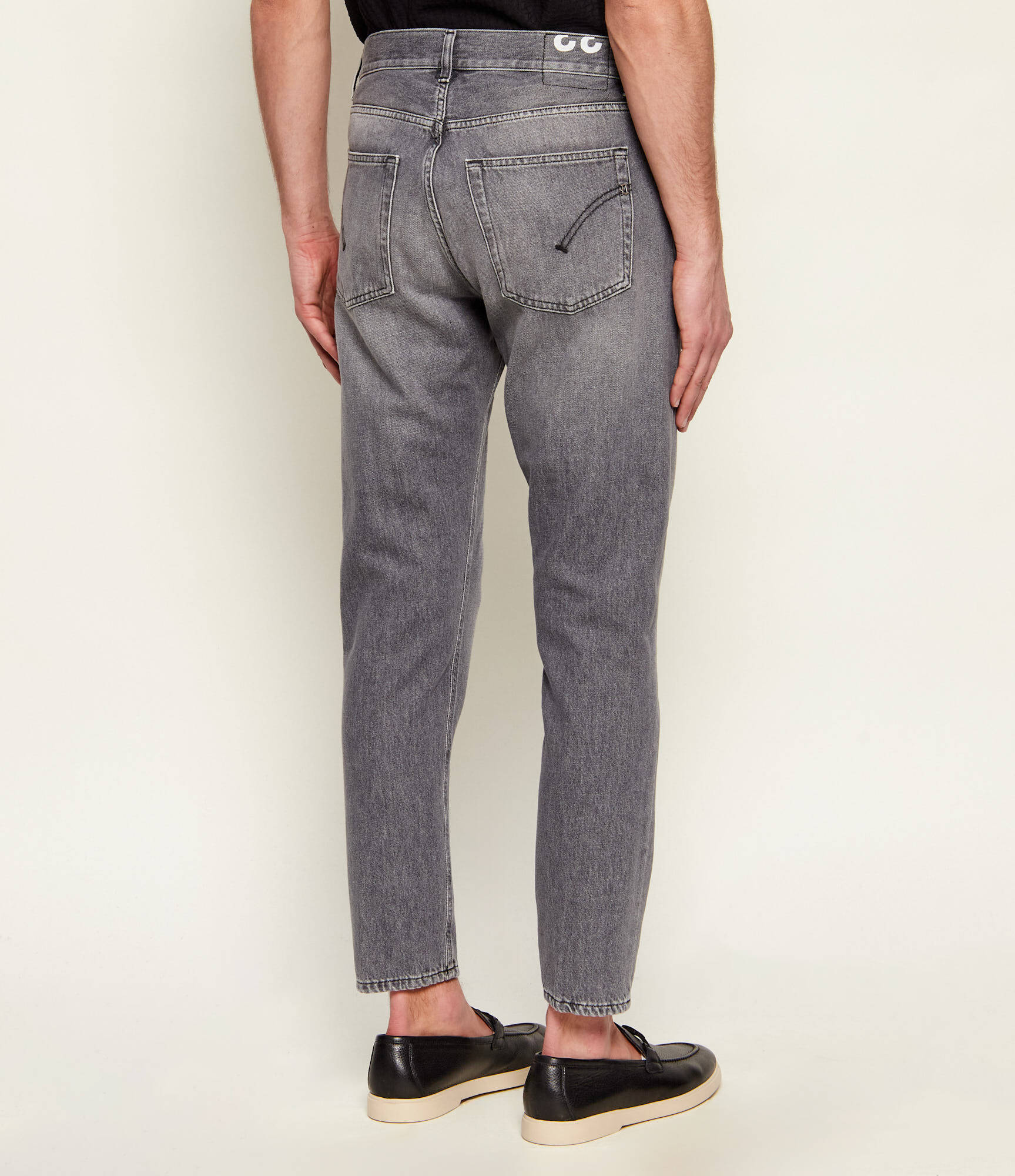 Washed Grey Tapered Jeans with Classic Pocket Styling