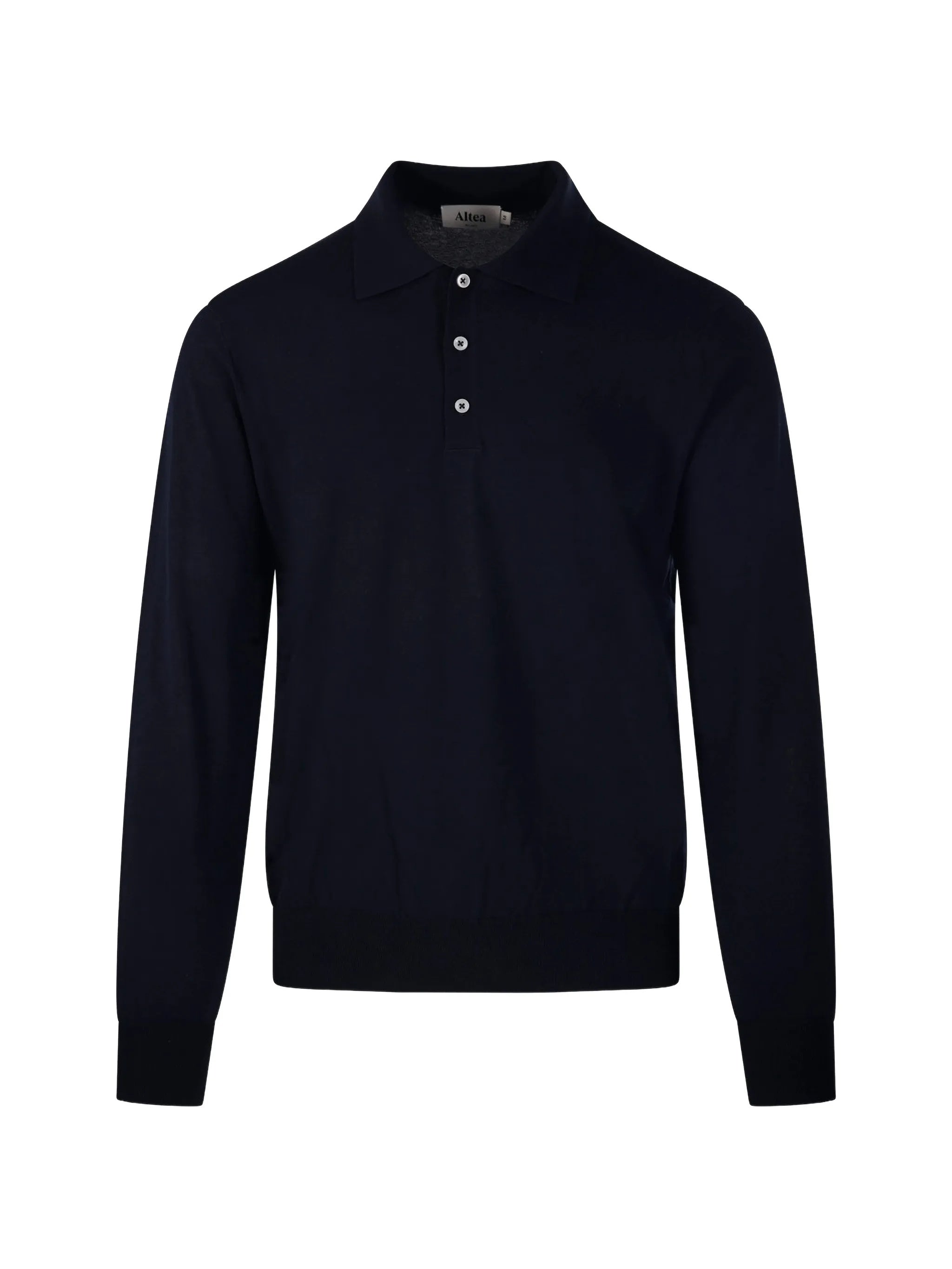 Black Polo Long-Sleeve Tailored Cotton Polo