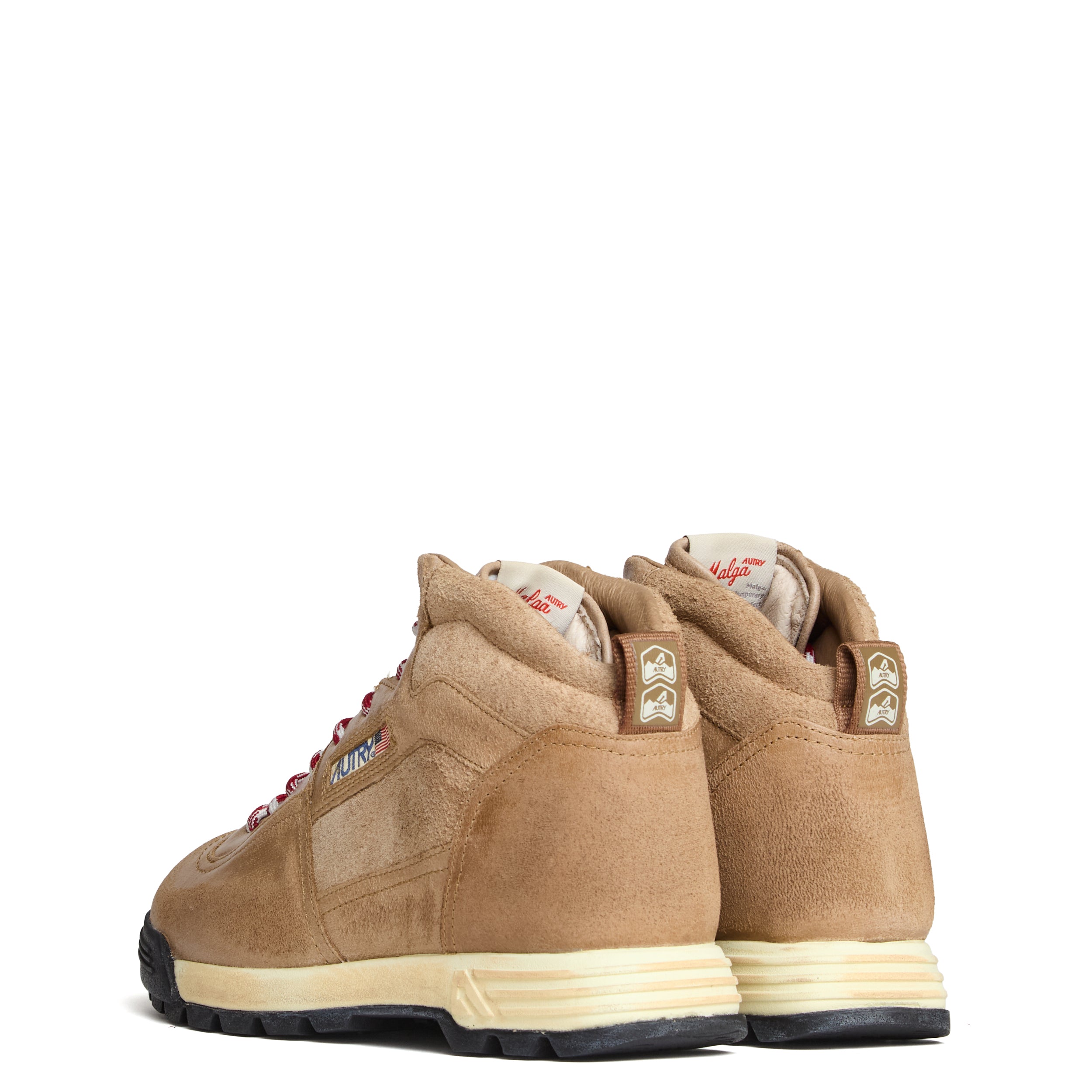 Mid-Height Suede and Leather Ankle Boots