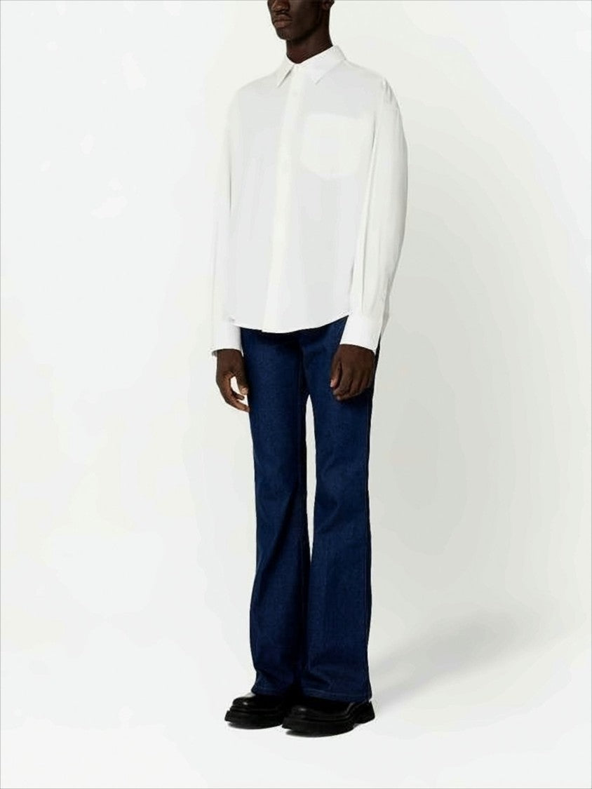 Relaxed-Fit White Cotton Shirt with Curved Hem