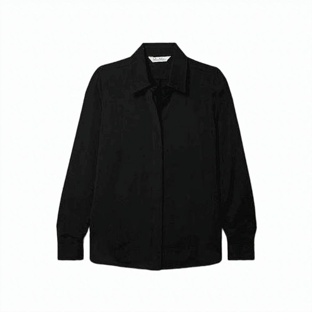 Silk Minimalist Tunic With Classic Collar And Long Sleeves