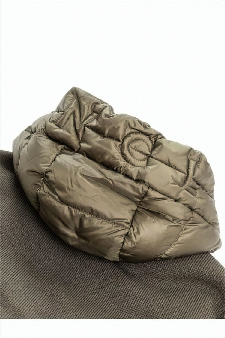 Quilted Padded Jacket with Knitted Sleeves and Hood