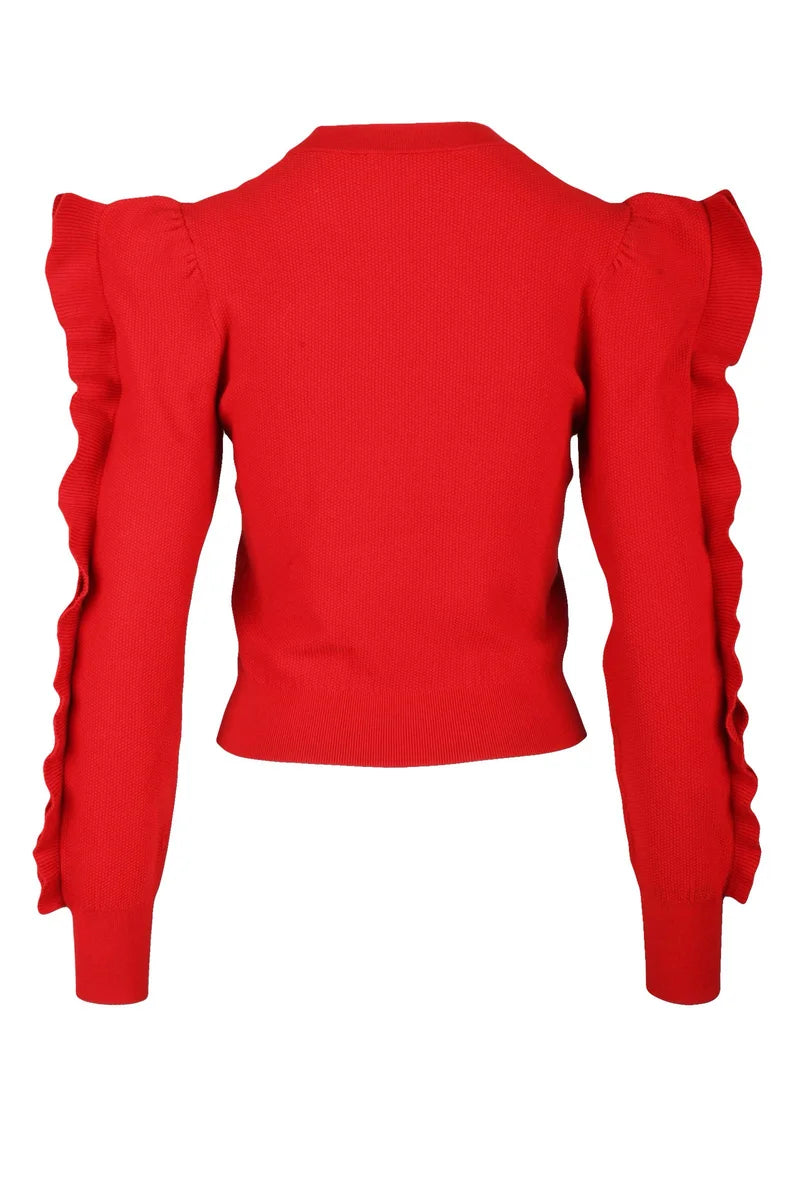 Genero Sweater with Flounce - Red