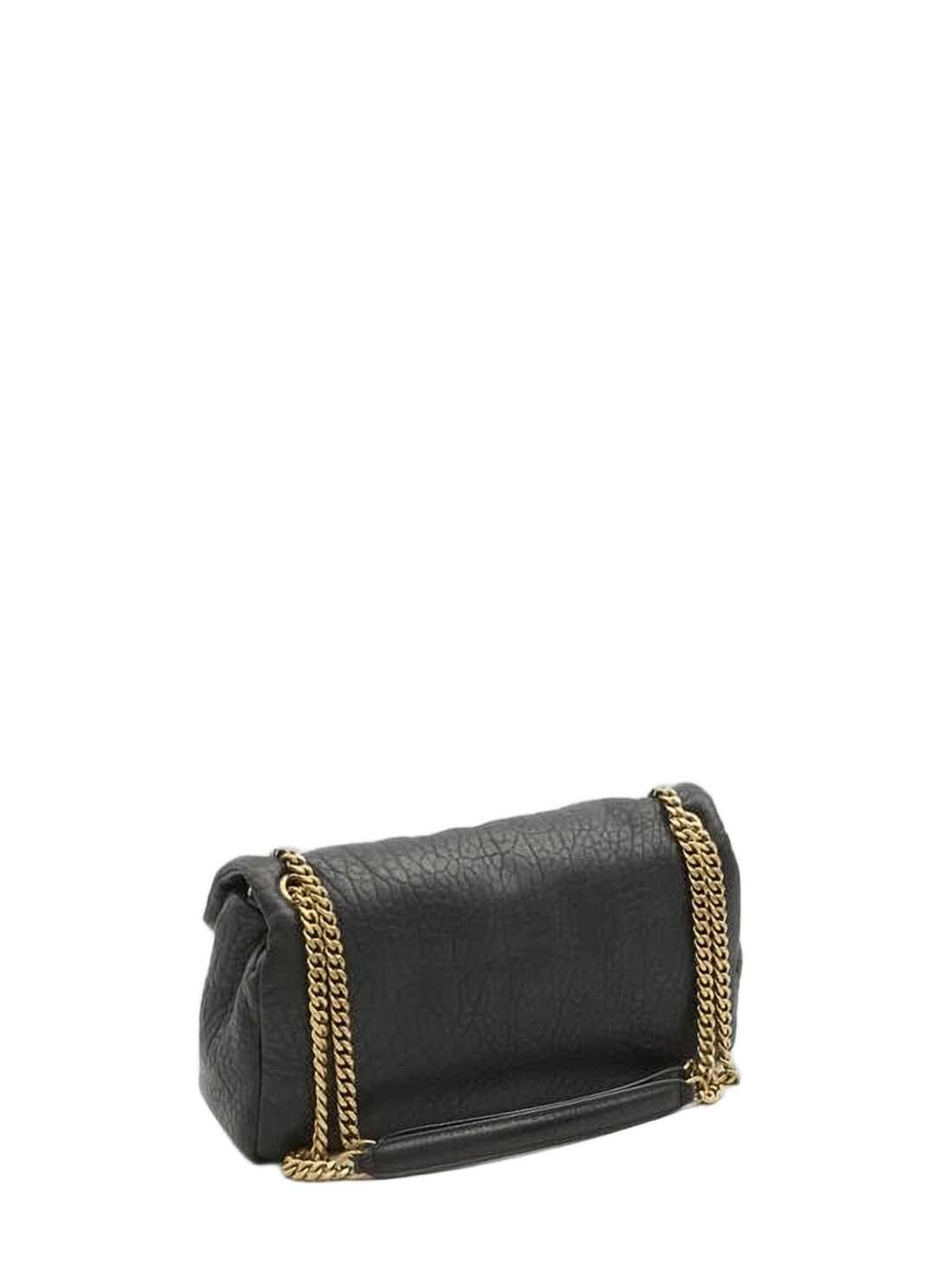 Textured Lambskin Shoulder Bag with Flap Closure