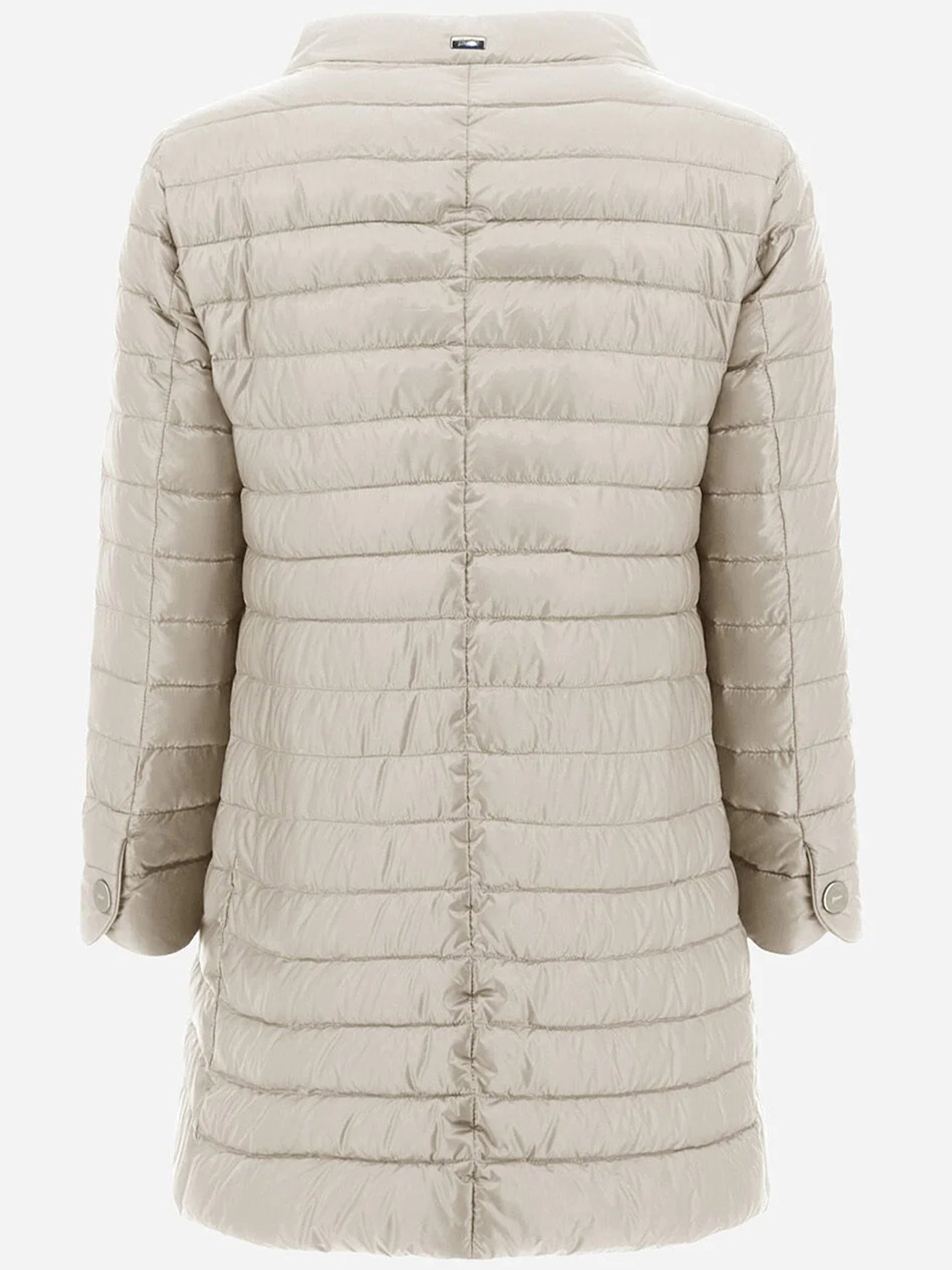 Neutral Piumino Quilted Round Neck Jacket