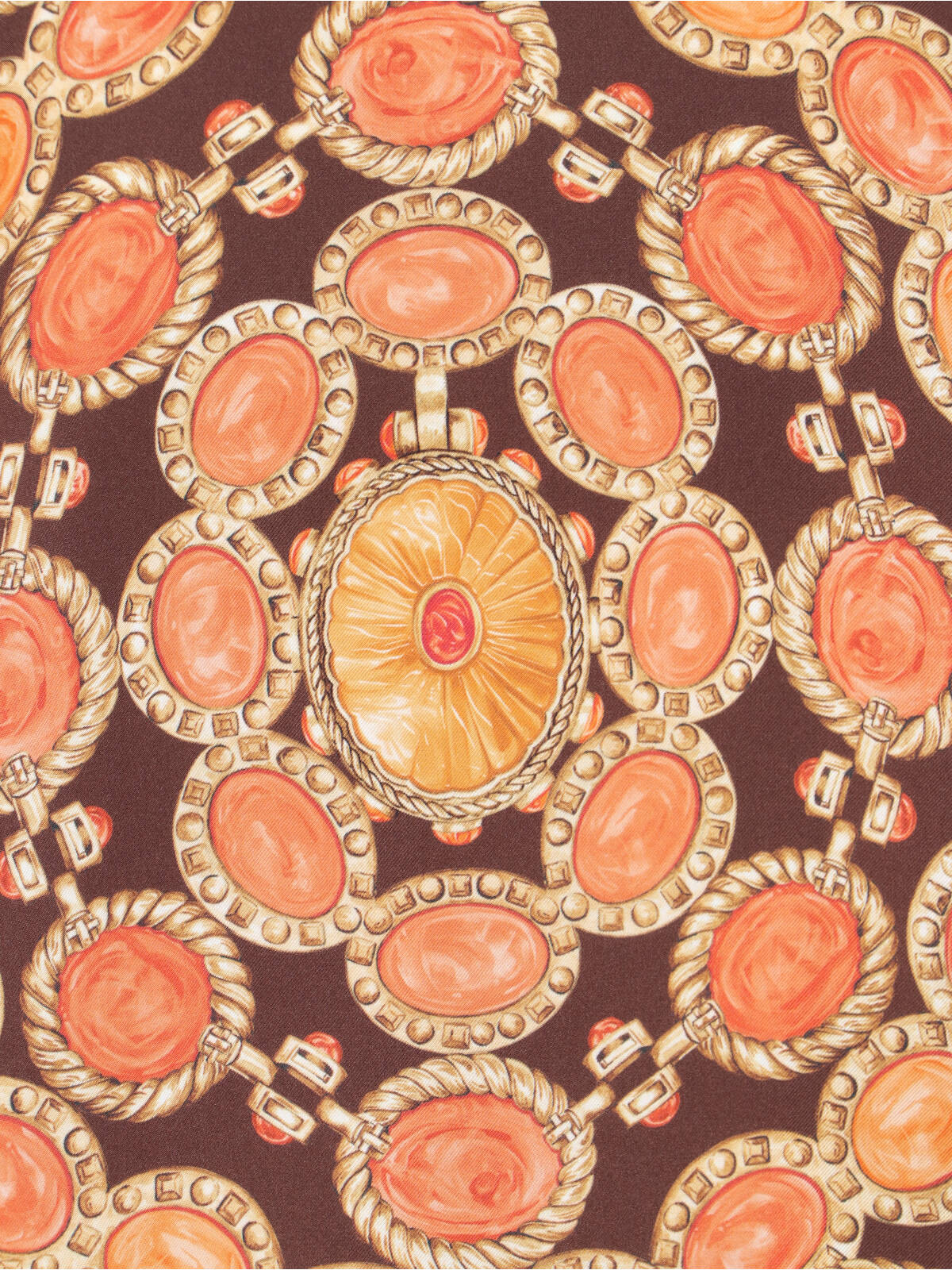 Brown Ornate Print Silk Shirt