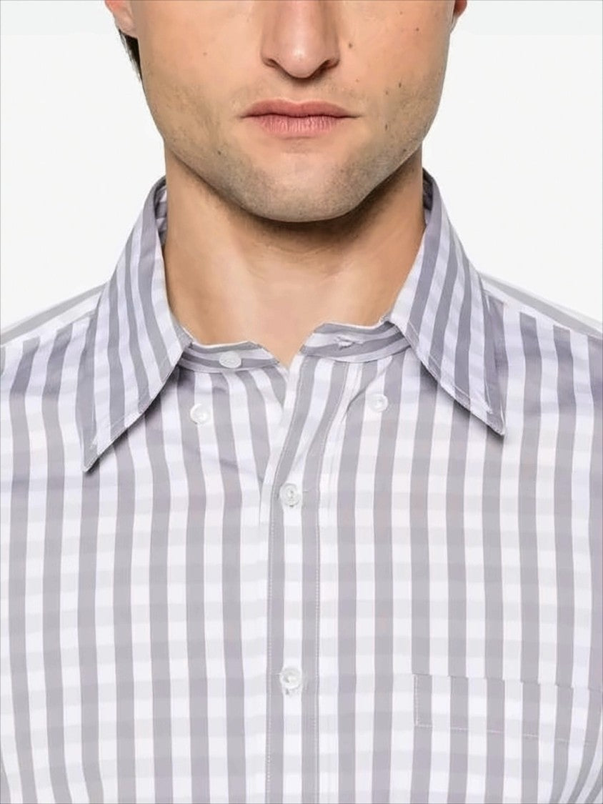 Gingham Check Long-Sleeve Shirt with Signature Stripes