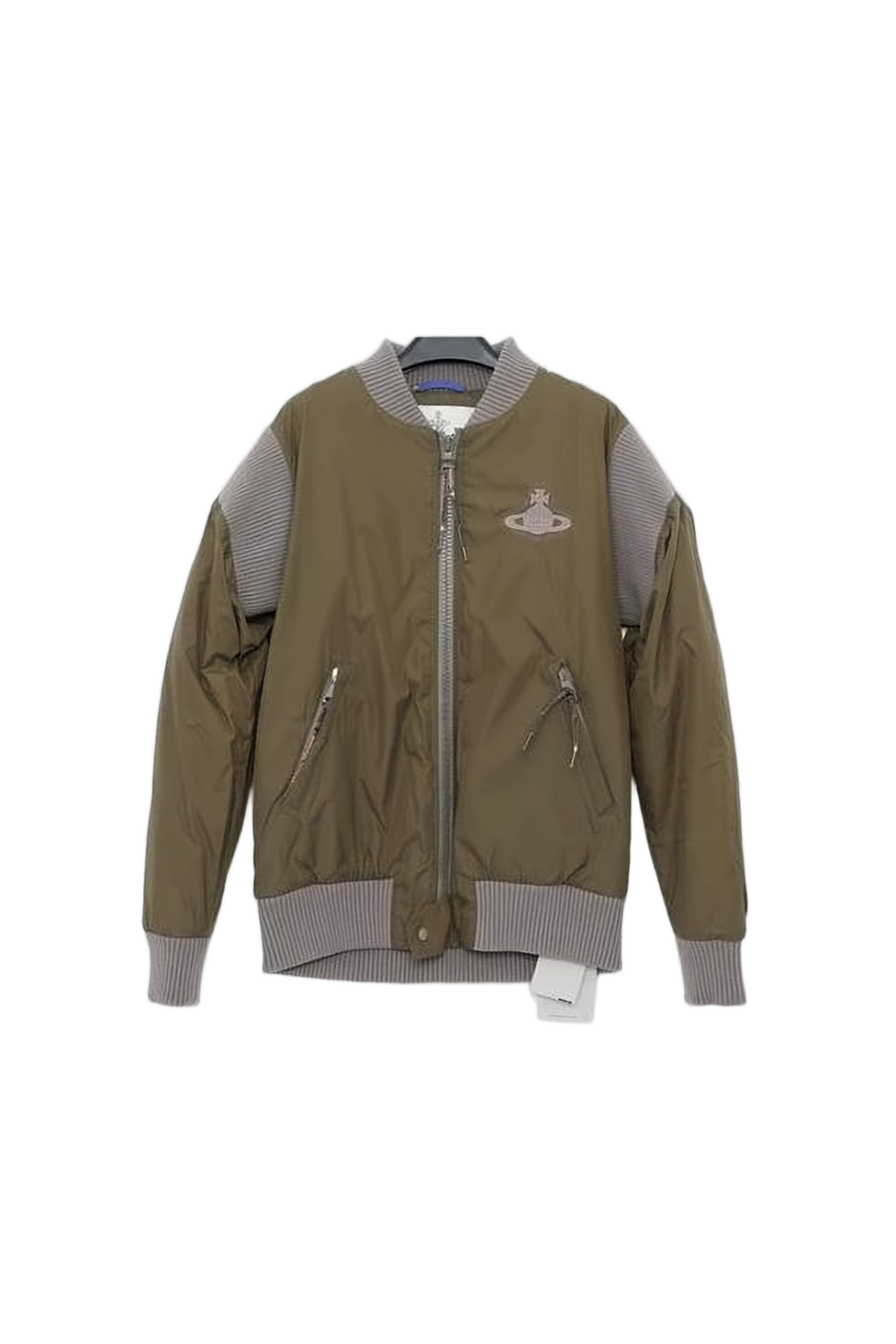 Olive Green Bomber Jacket with Contrasting Details
