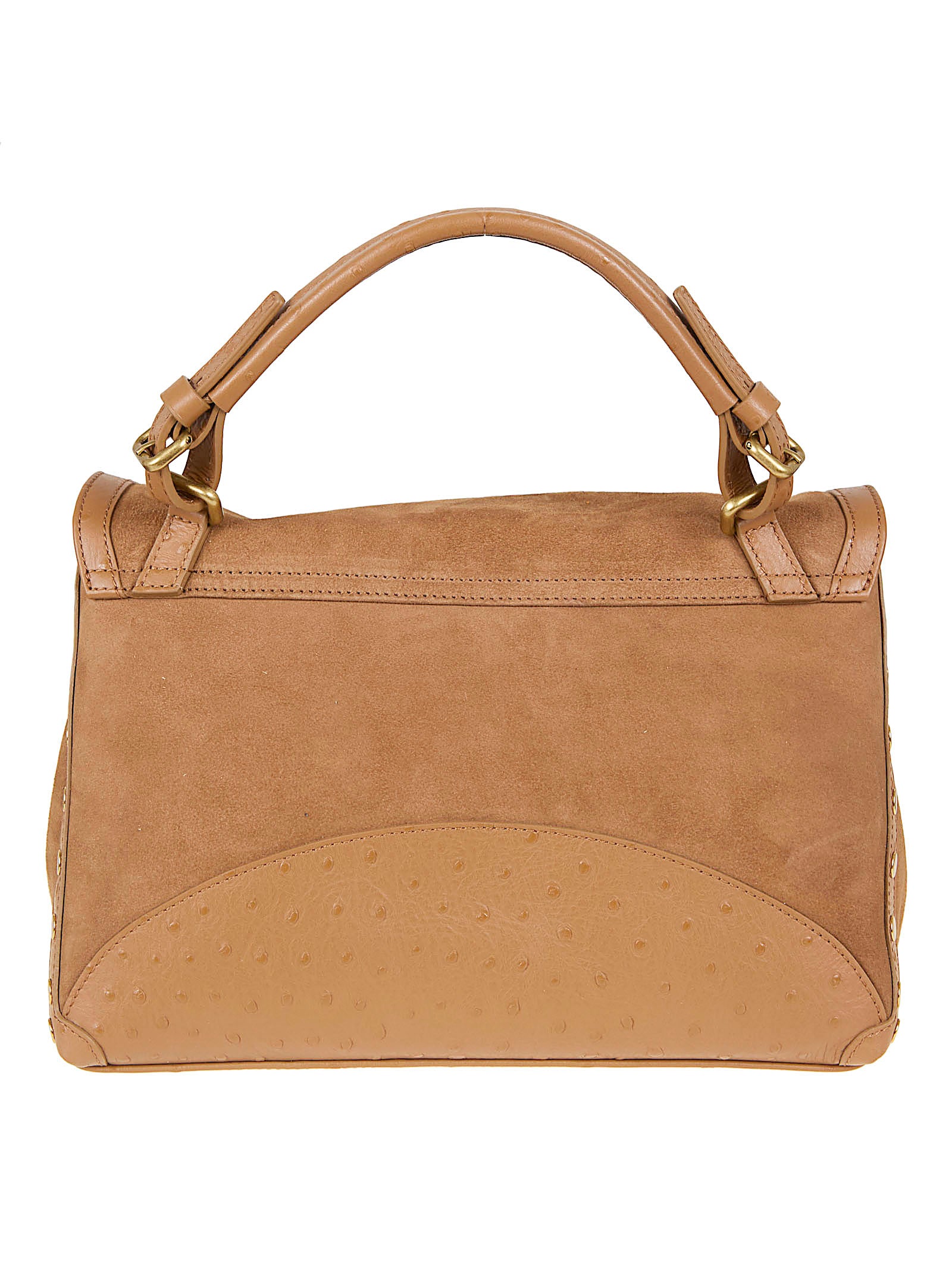 Mini Suede Shoulder Bag with Leather Trim
