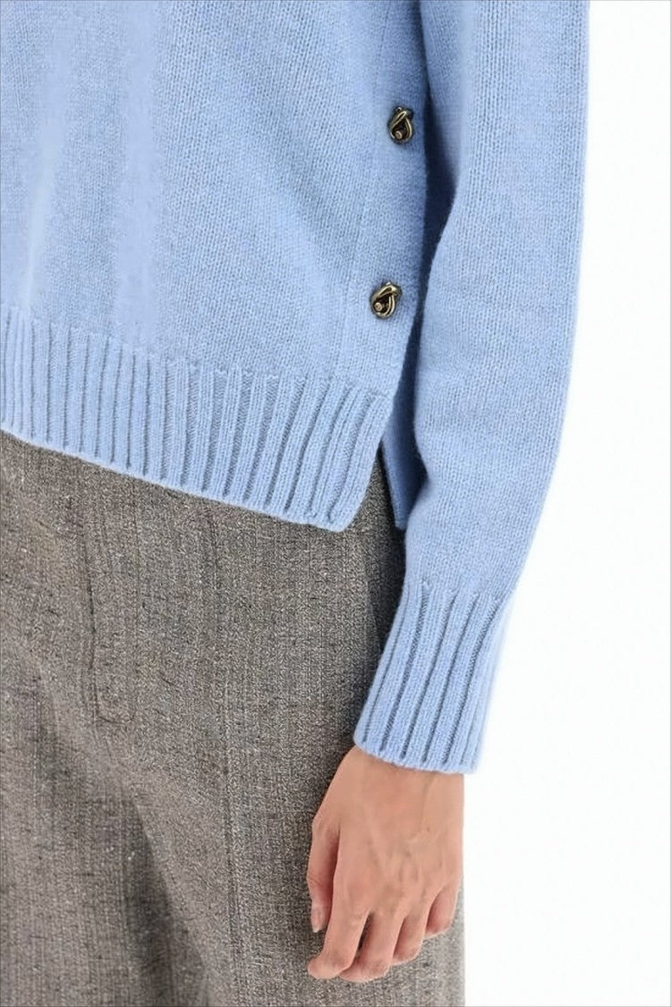 Textured Knit Sweater With Decorative Buttons